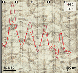 Mesocale stress varitions measured in additively manufacture part